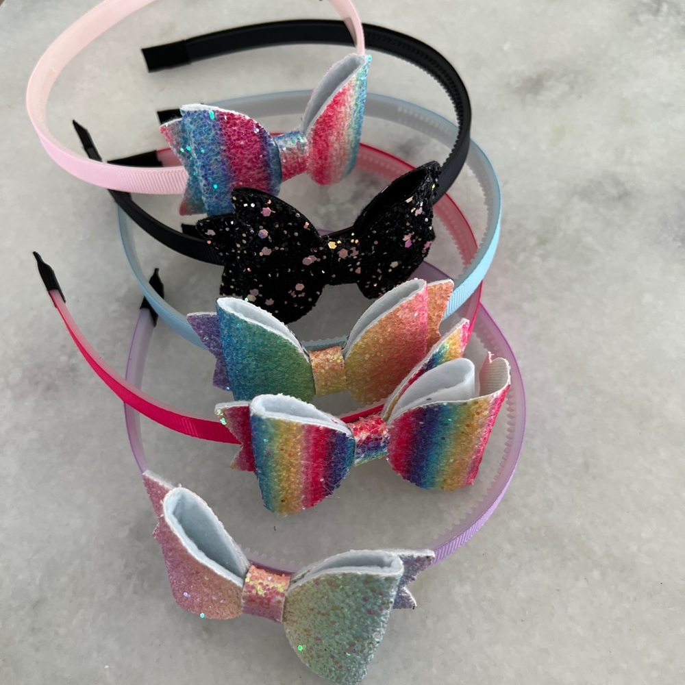 Glitter Bow Headband 5-Pack